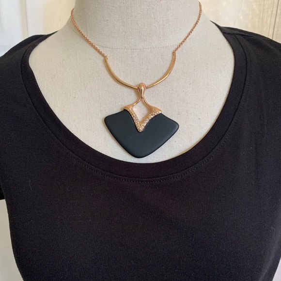 Alexis Bittar Art Deco Black Rose Gold Pendant - Picture 3 of 9